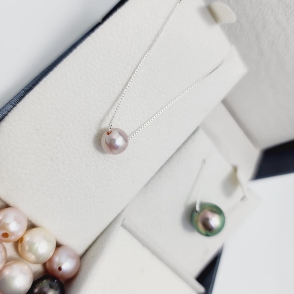 Pearl. Necklace for Women's. Real 925 Sterling Silver, Made in Italia - Picture 3 of 6